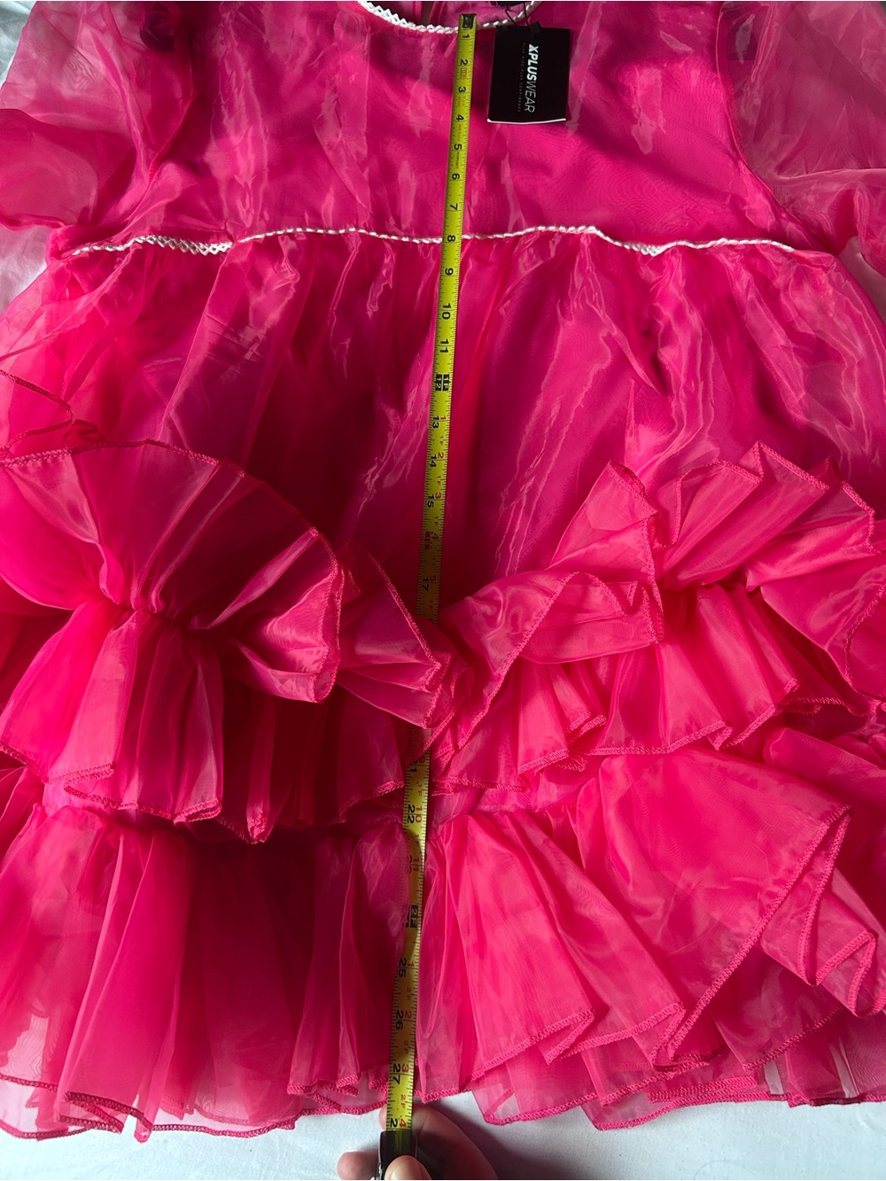 Xpluswear Hot Pink Ruffled Tulle mini dress - Picture 10 of 11